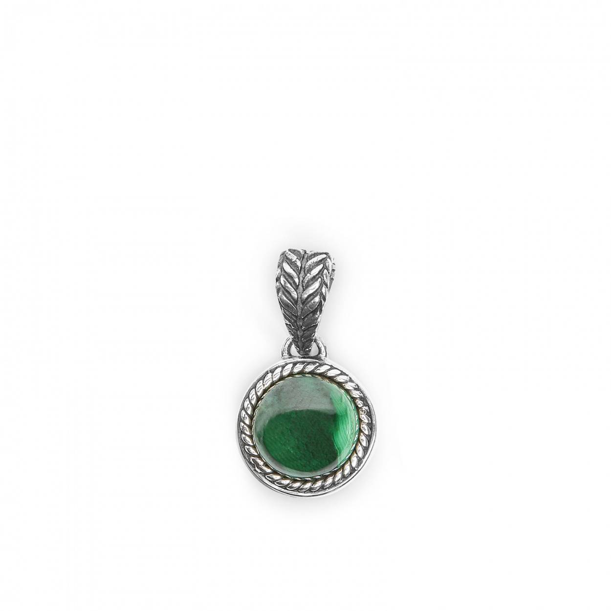 zilveren hanger groene steen