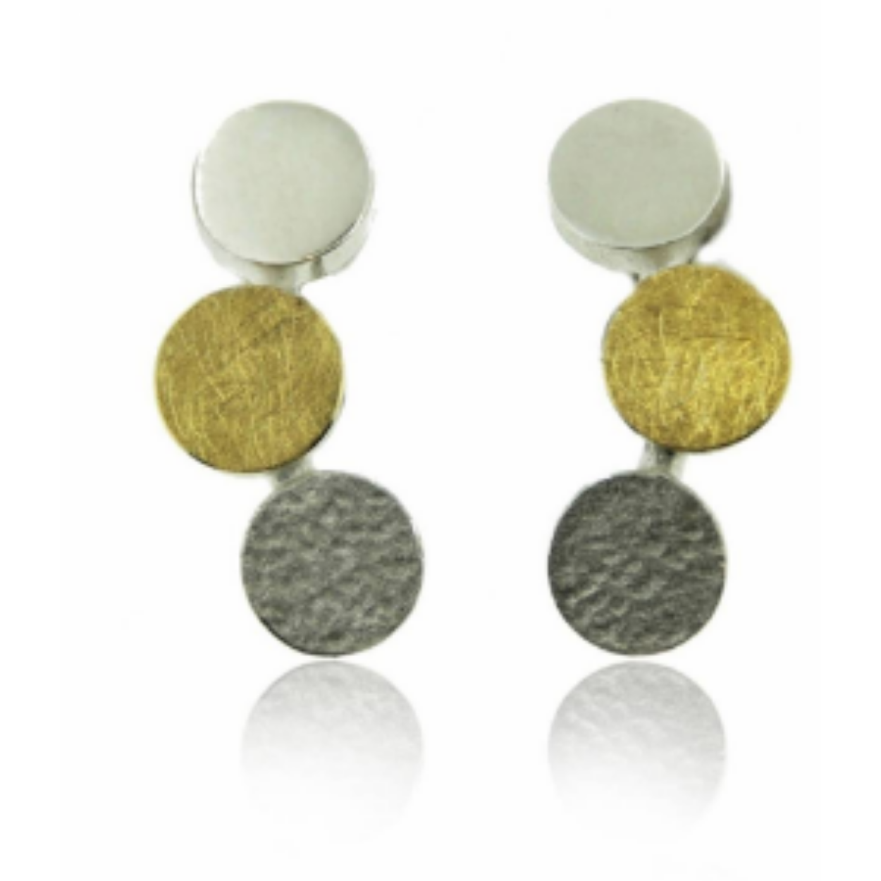 925 white silver earrings with 18k yellow gold. Push back clasp. Small size.