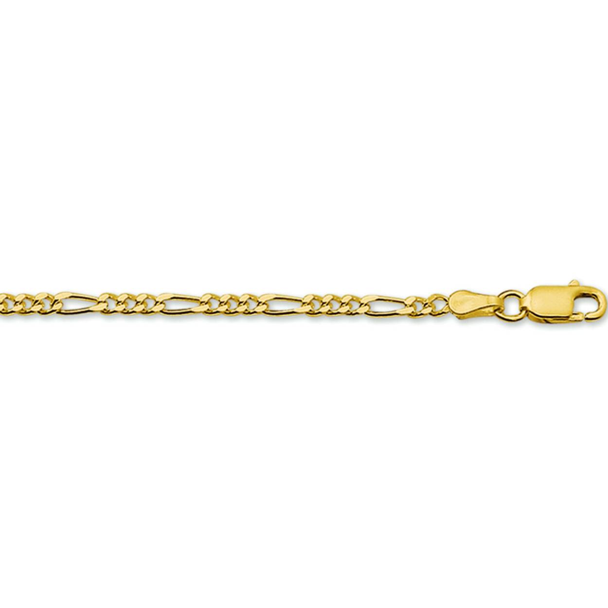 Geelgouden lengte artikel met figaro schakel. De schakelbreedte is 2.7mm.