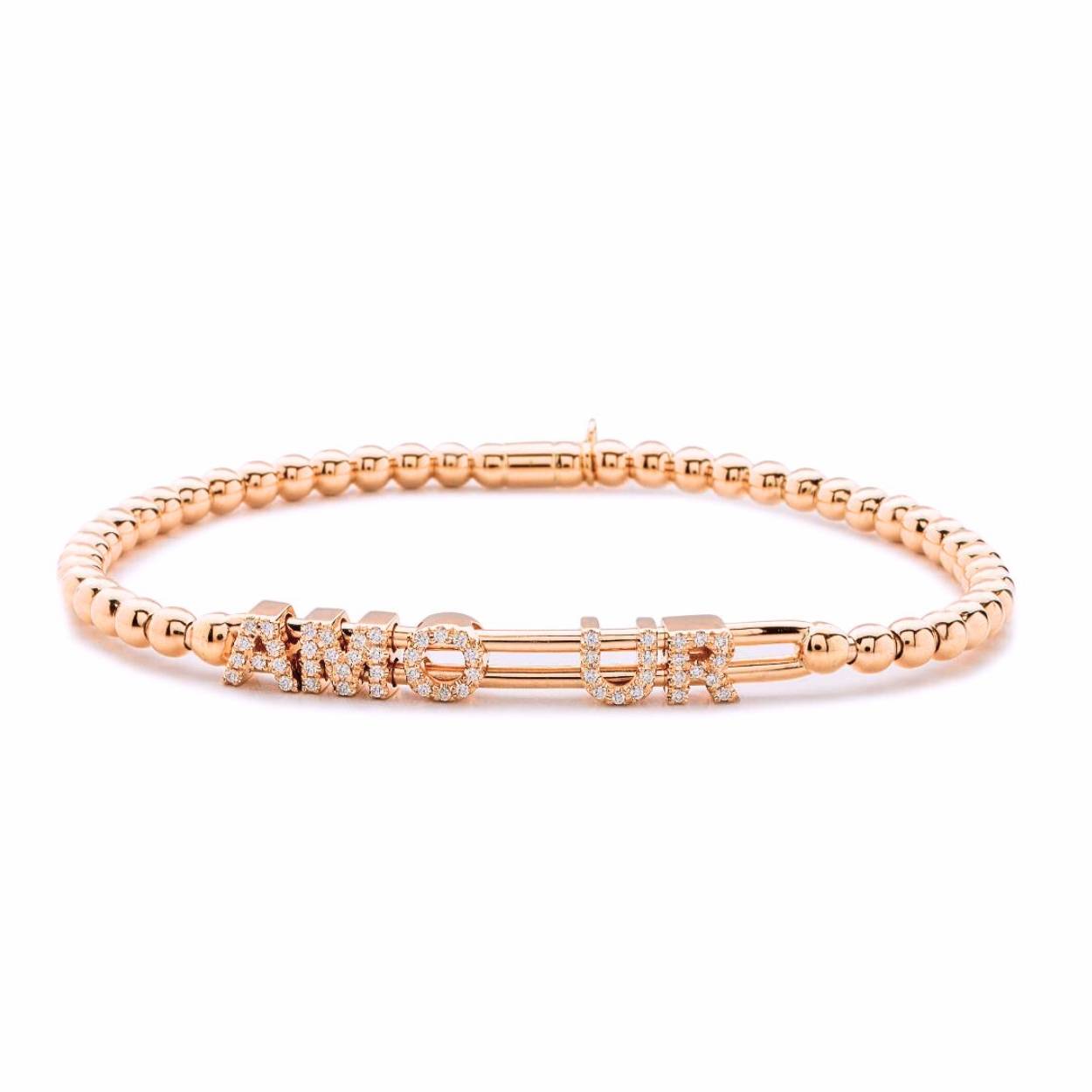Hulchi Belluni rosé gouden  STRETCH armband met 52 diamanten