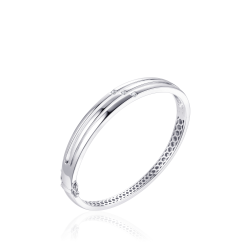Zilveren Bangle met 3 banen en Zirkonia SB18-64