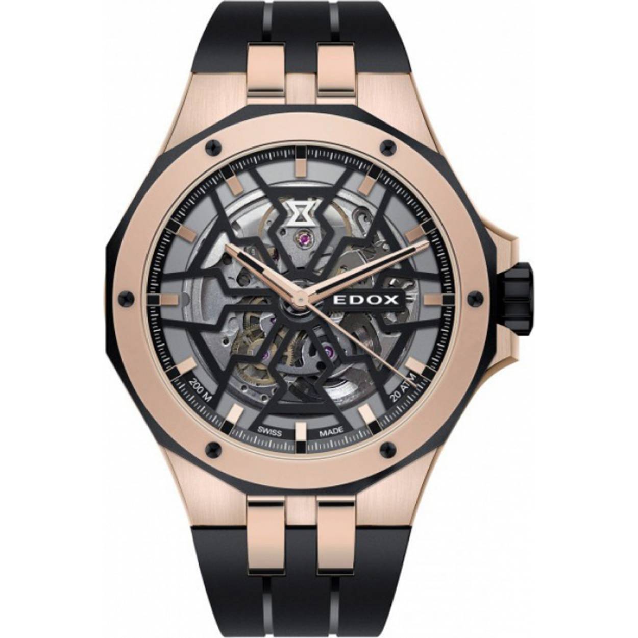 Edox horloge Delfin Mecano rose/zwart automaat