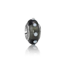 zwarte glas kraal met witte stippen