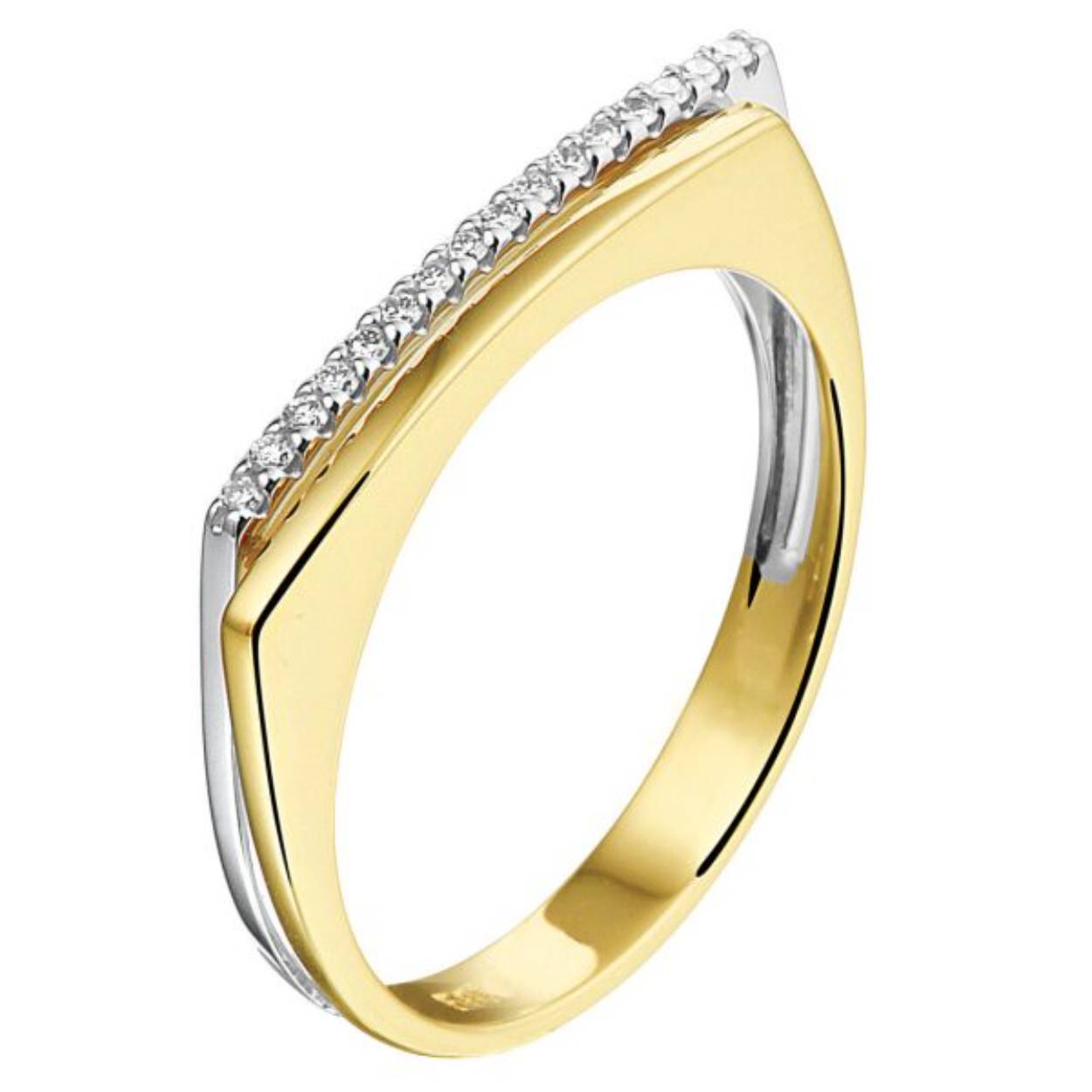 Fantasiering bicolor met diamant
