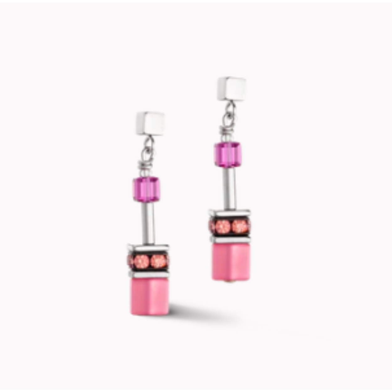 oorhangers staal met magenta/roze