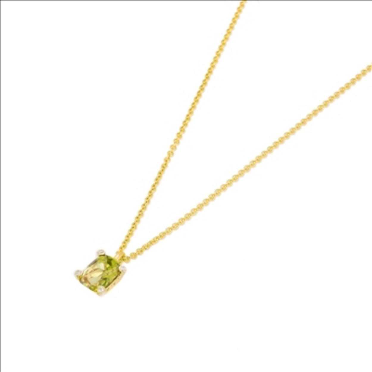 18 k geelgoud anker collier met peridot hanger + diamant 