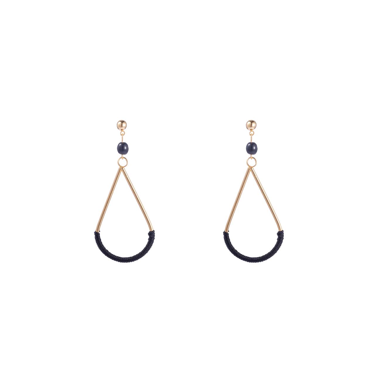 Go Dutch Oorbellen Small bead drop - 14k + black