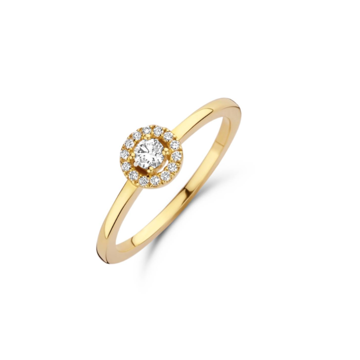 One More Ring in 18kt geel goud met briljant. 14 briljanten 0.070ct VS F-G en  1 briljant 0.105ct Vs F-G