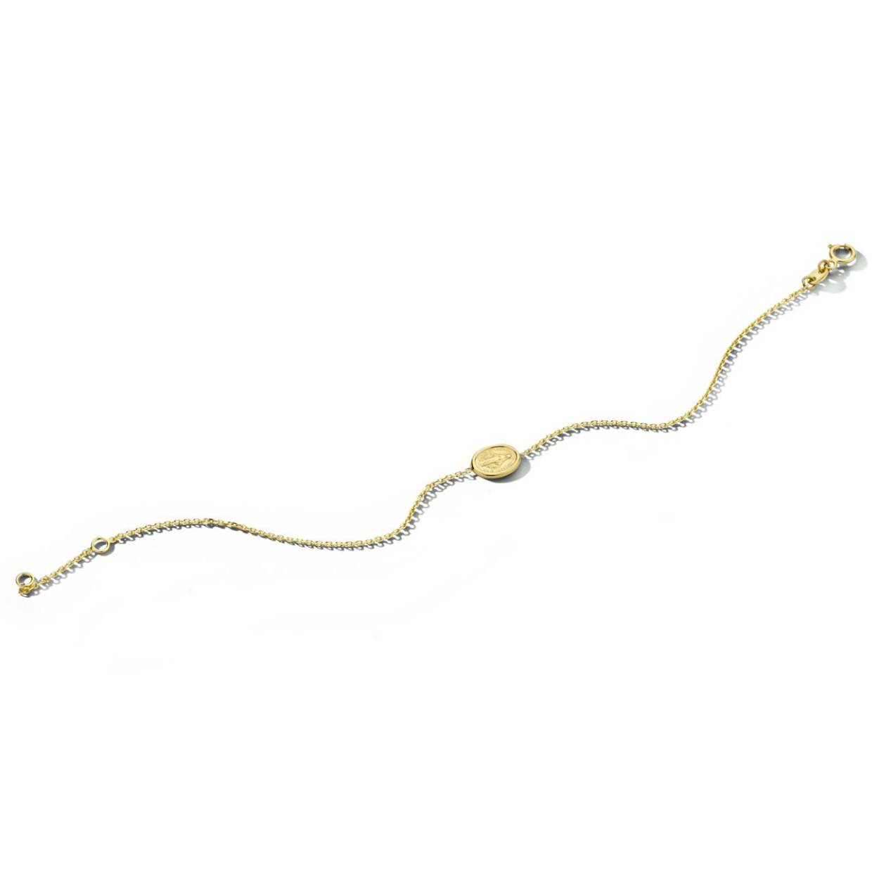 14k armband met beeltenis van Maria, draagbaar op 16,5 en 18.5 cm