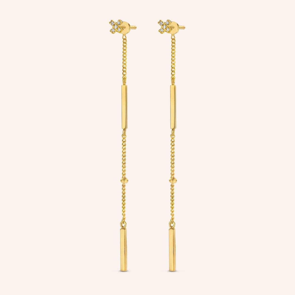 Oorbellen hangers gold plated 0.03ct brilj