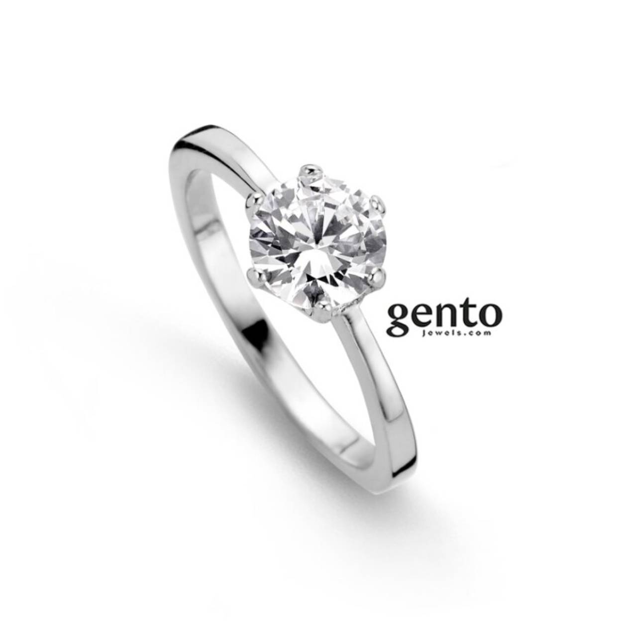 zilveren ring gento jewels zirconium mt 56