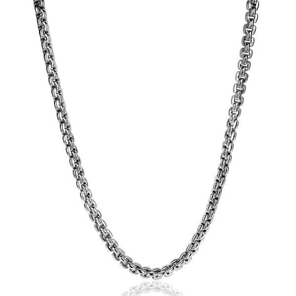 ZINZI zilveren schakel collier 5mm breed 43cm