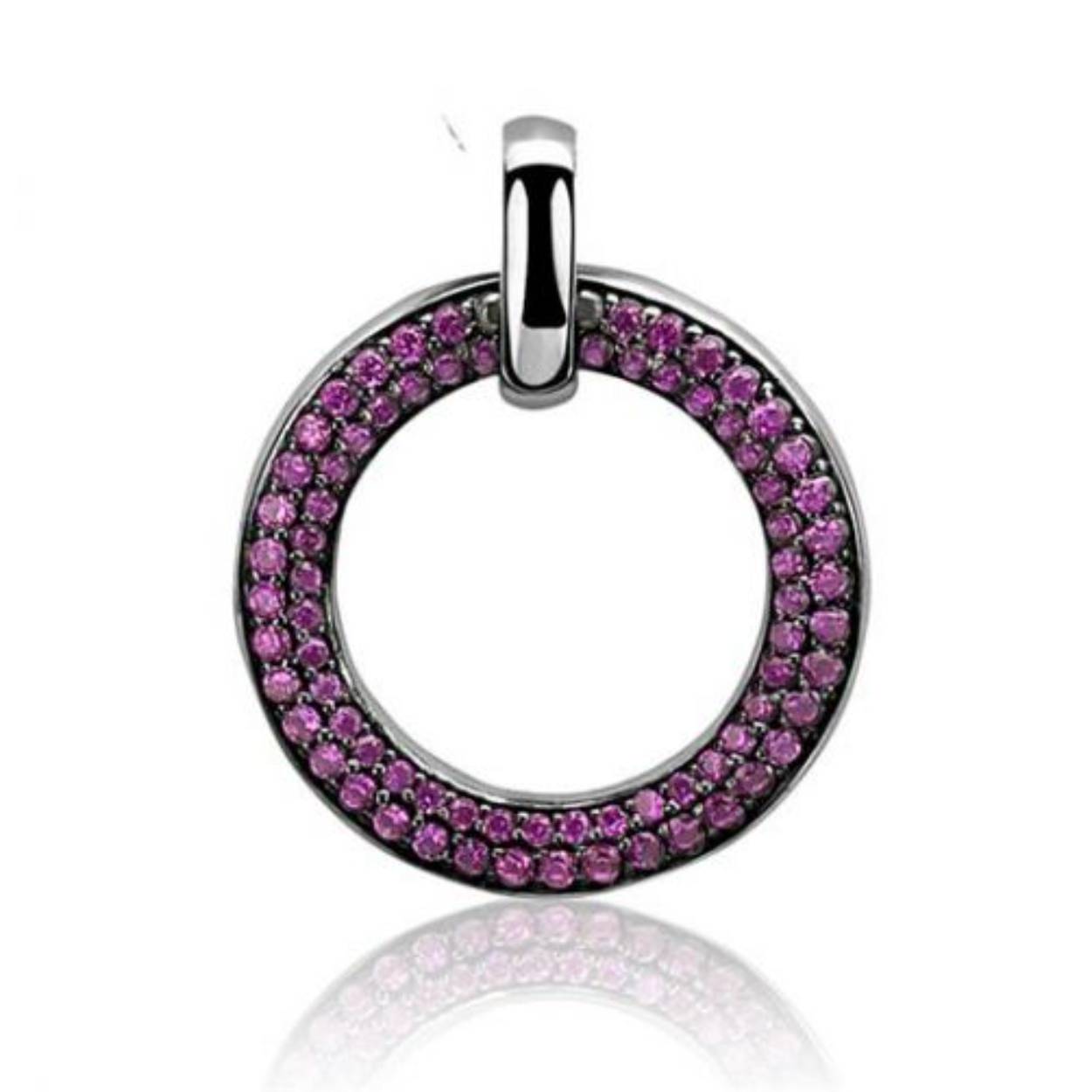 Zinzi zilveren ronde hanger rood