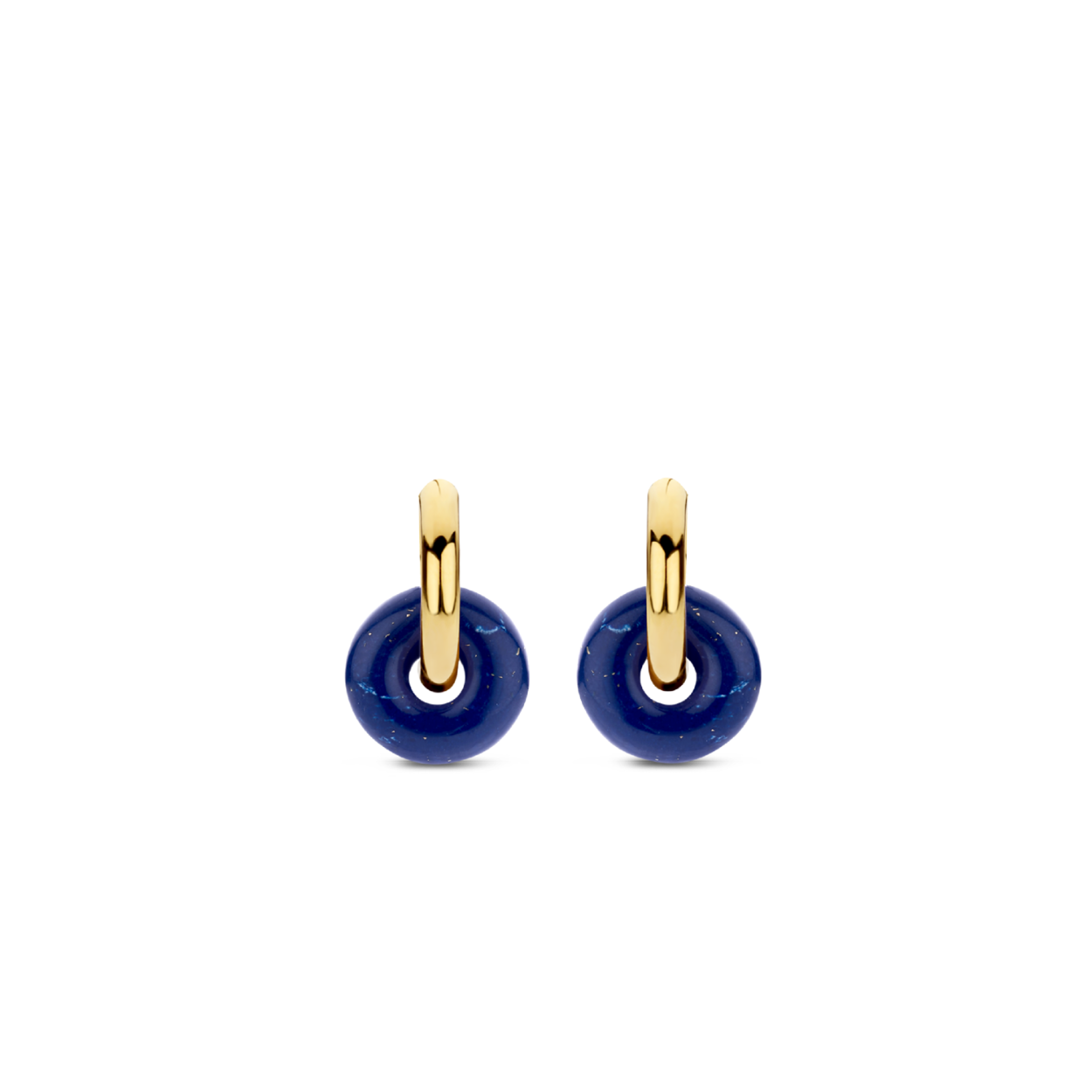 TI SENTO vergulde zilveren oorbellen 7855BL zijn gedecoreerd met twee kleine lapis blauwe stenen. De ronde vorm maakt het een artistiek geheel.