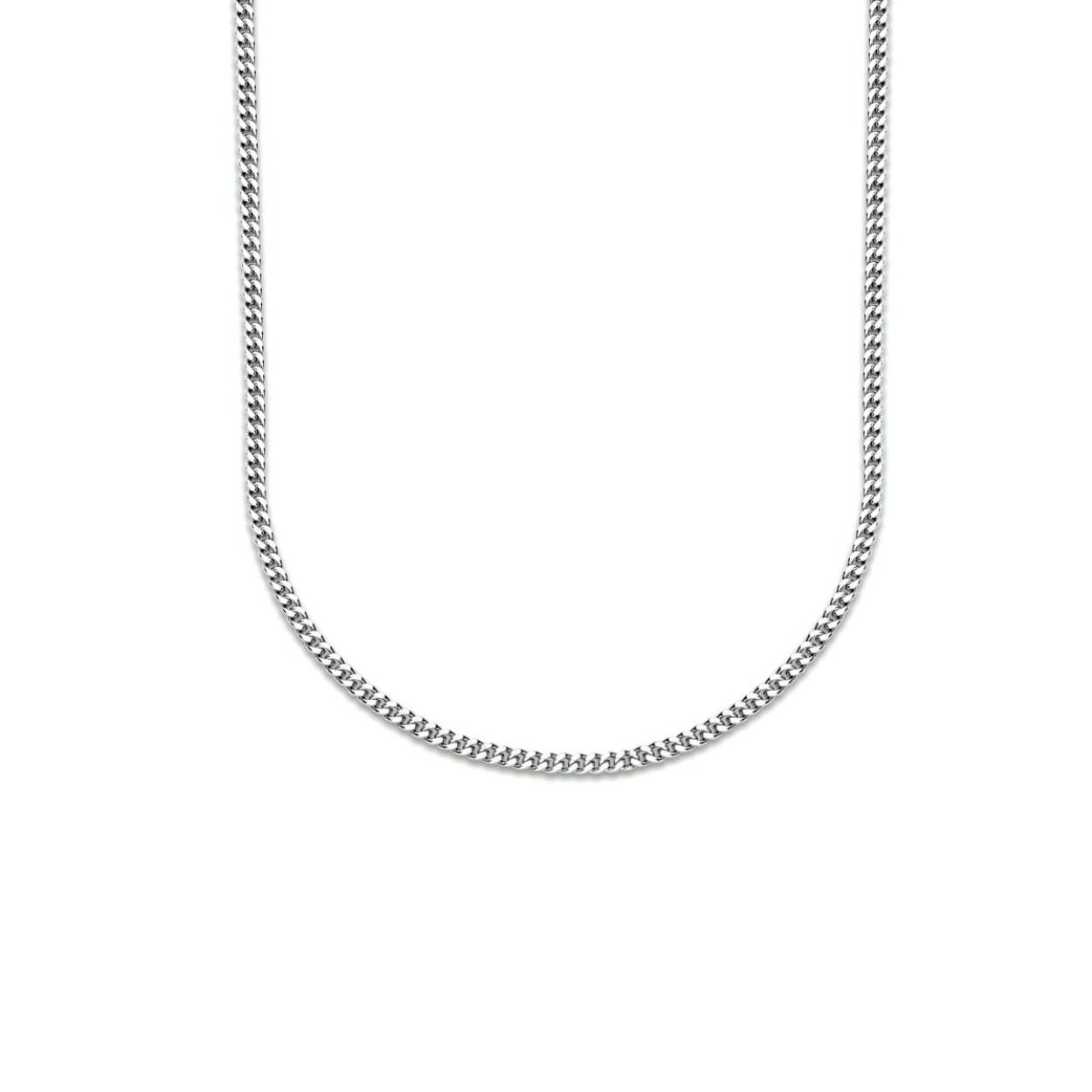 Gerhodineerd 925 zilveren gourmet collier met een schakelbreedte van 2.4mm en een stevige karabijn sluiting.