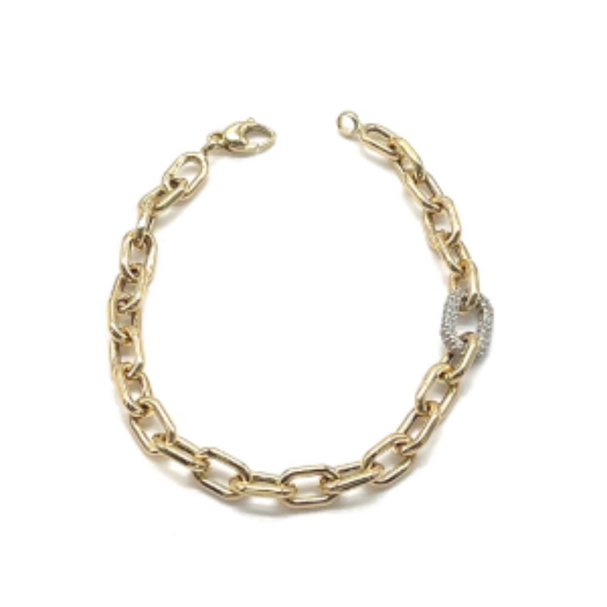 Gouden paperclip armbanden zijn hippe en trendy polssieraden voor dames. Trendy en tijdloos. De open paperclip schakel is afgeleid van en lijkt enigszins op de closed forever schakel, maar dan zonder de kleine kenmerkende rondjes tussen de grotere schakels in. 14k gouden schakels met zirkonia stenen. 