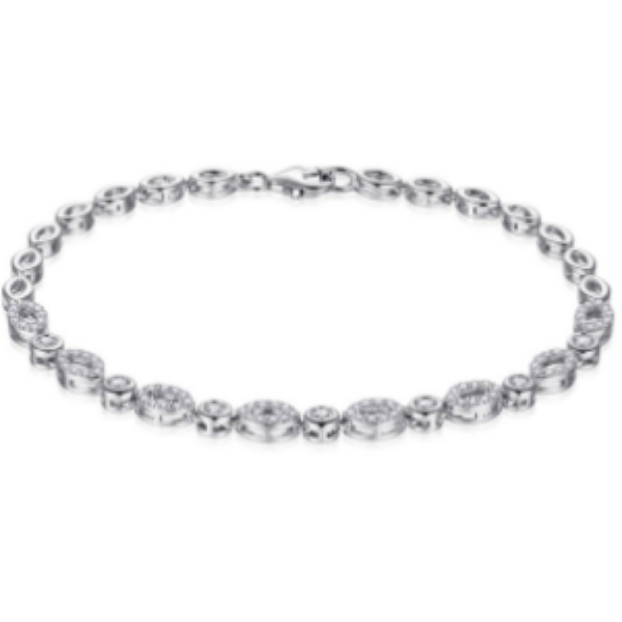 Zilveren armband ovaal/rond met zirkonia 