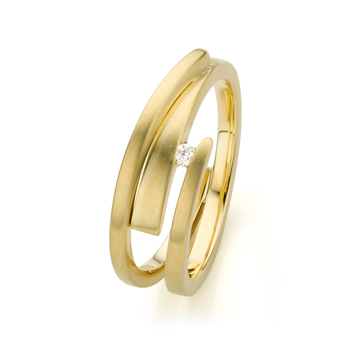 BICOLOR GOUDEN RING 0.03CRT DIAMANT BREUNING