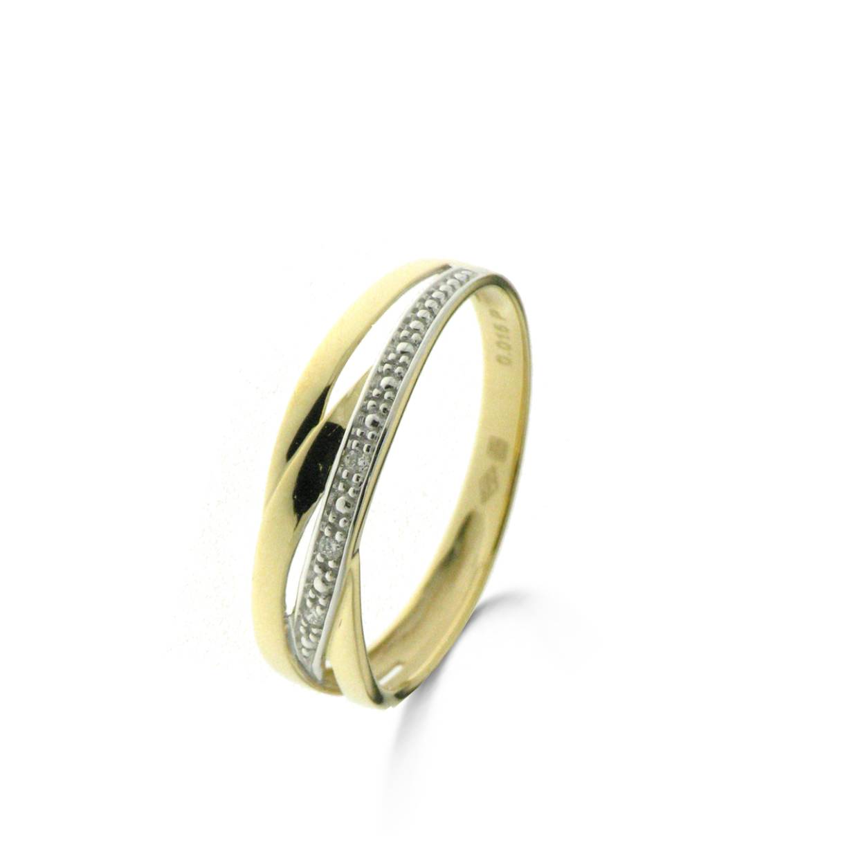 Naiomy Gouden ring 18KT 3 briljanten 0.015 ct