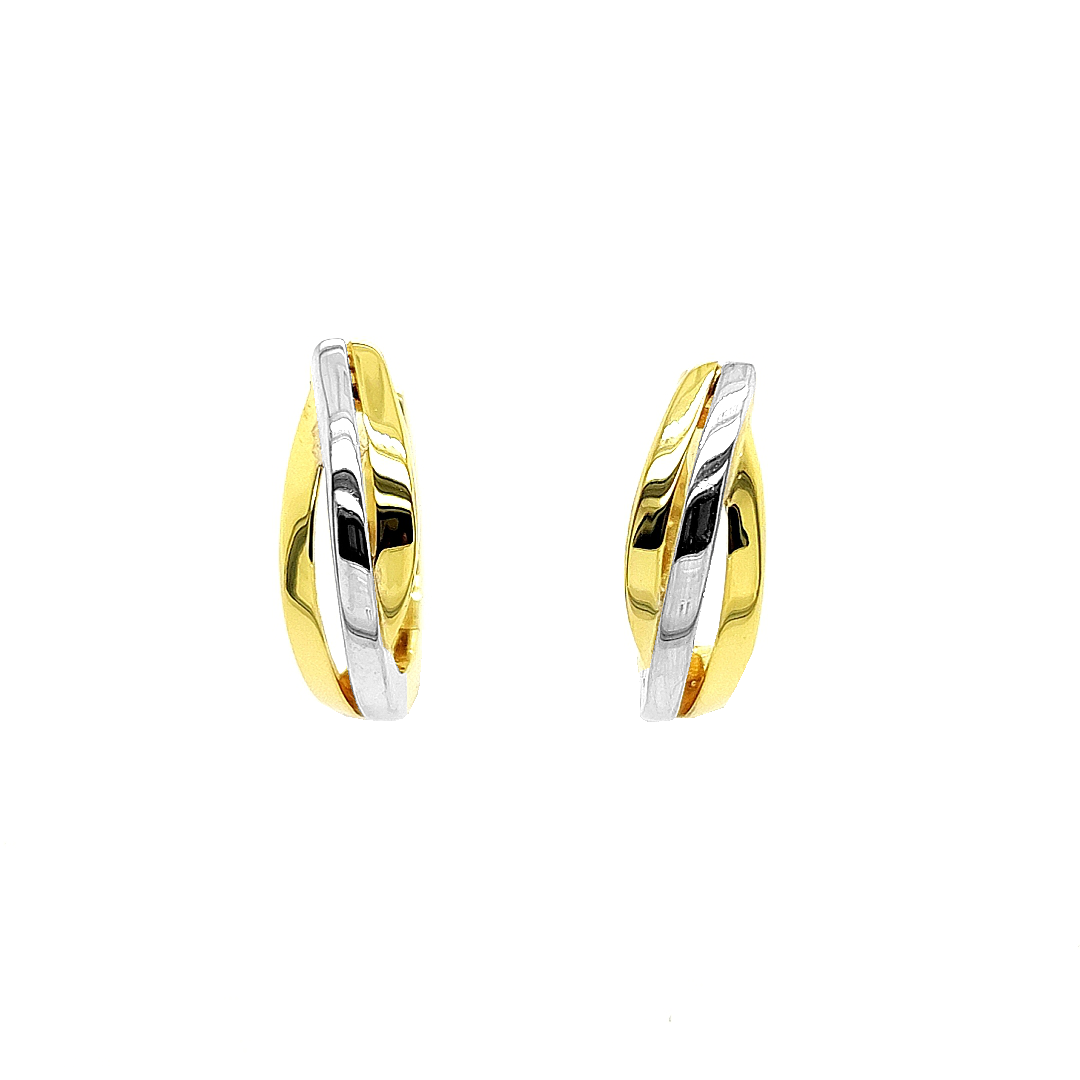 Deze bicolor gouden oorringen hebben een fijne en sierlijke uitstraling. De oorringen zijn volledig glad gepolijst. De combinatie van geelgoud en witgoud zorgt ervoor dat deze oorringen perfect matchen met andere sieraden.