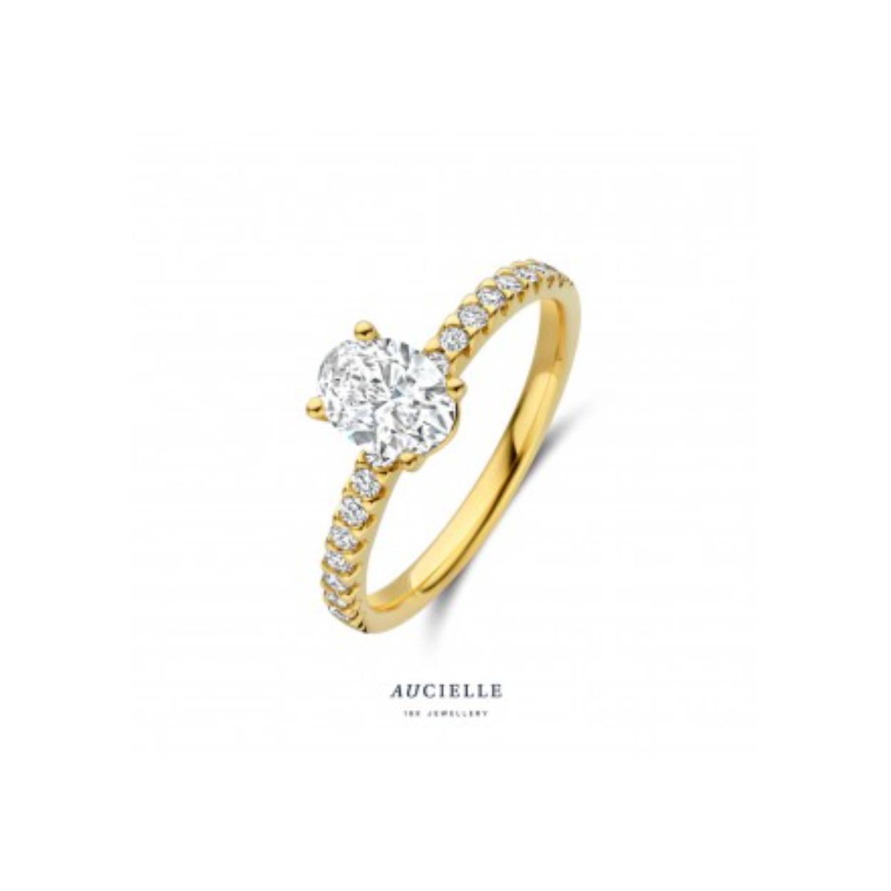 RING GEEL GOUD 18KT MET LABDIAMANTEN