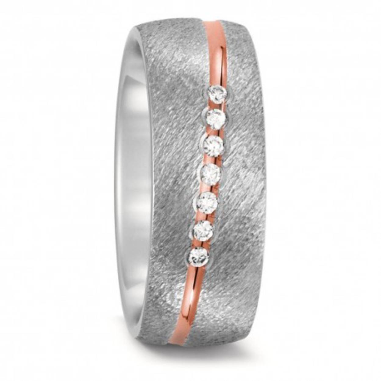 TeNo stalen riing + 18kt rosé goud + 0.7ct brilj