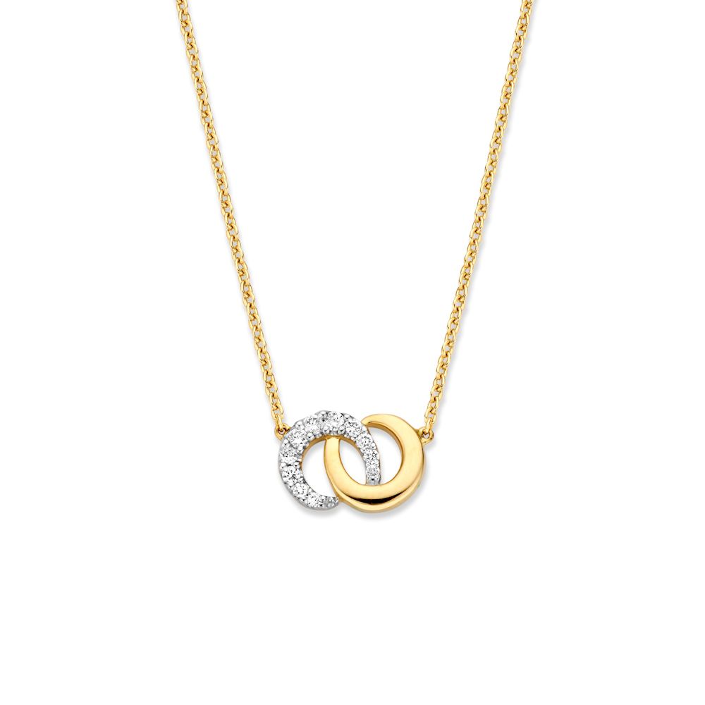 14 karaat bicolor wit- en geelgouden collier