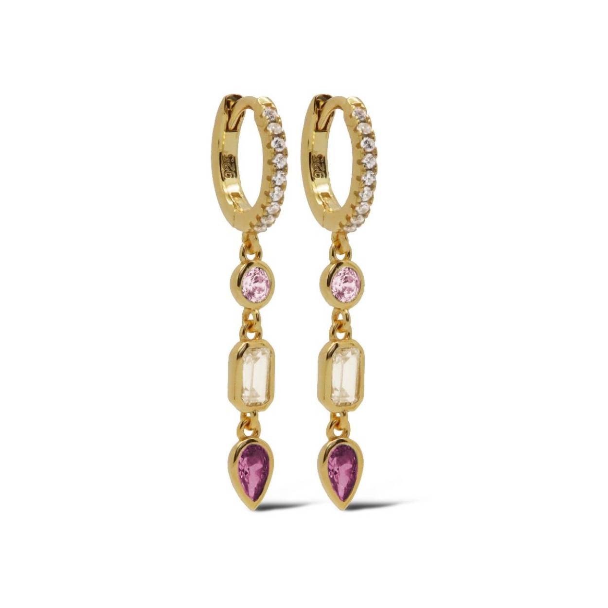 Karma Jewelry Hinged Hoops ADELIN Ruby Goldplated