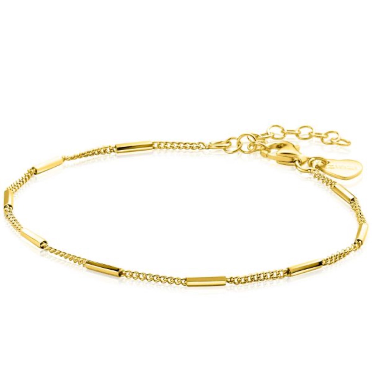 ZINZI gold plated zilveren gourmet armband met staafjes 1,6mm breed 16-19cm 