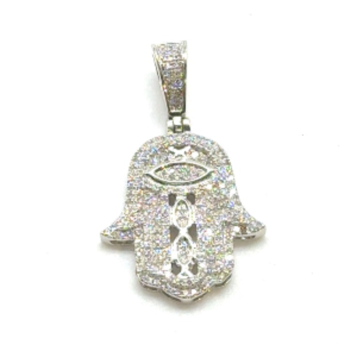 10k witgouden diamanten hamsa hanger. 0.50 caraat vvs diamanten.  