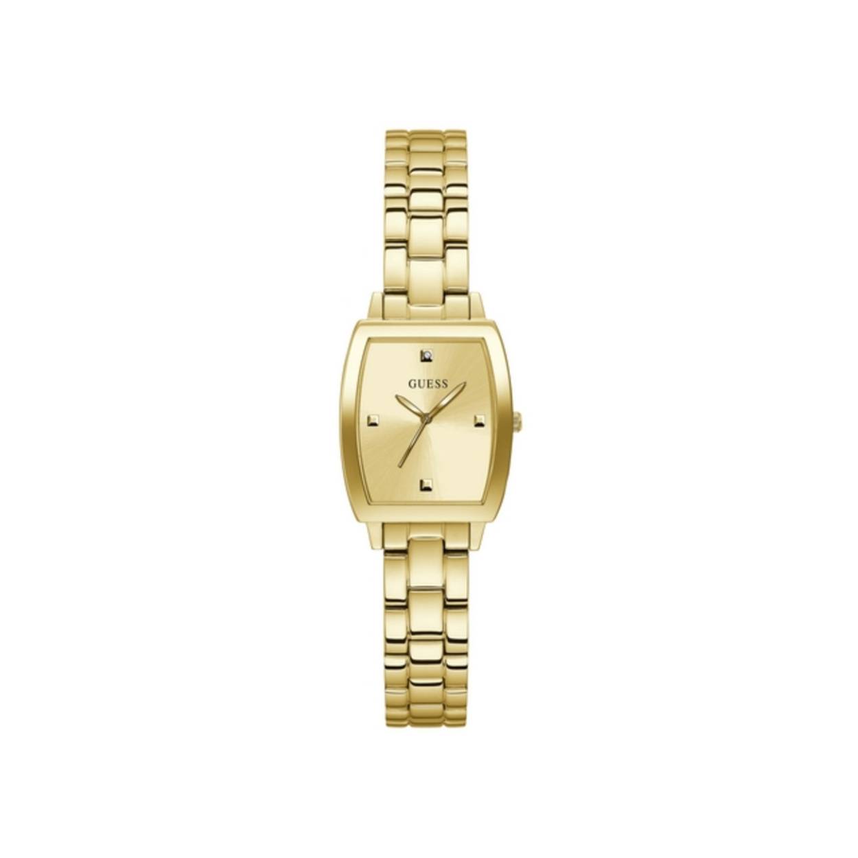 Showcasing a goldtone bracelet strap, this tonneau case stainless steel analog watch is a fine addition to your collection