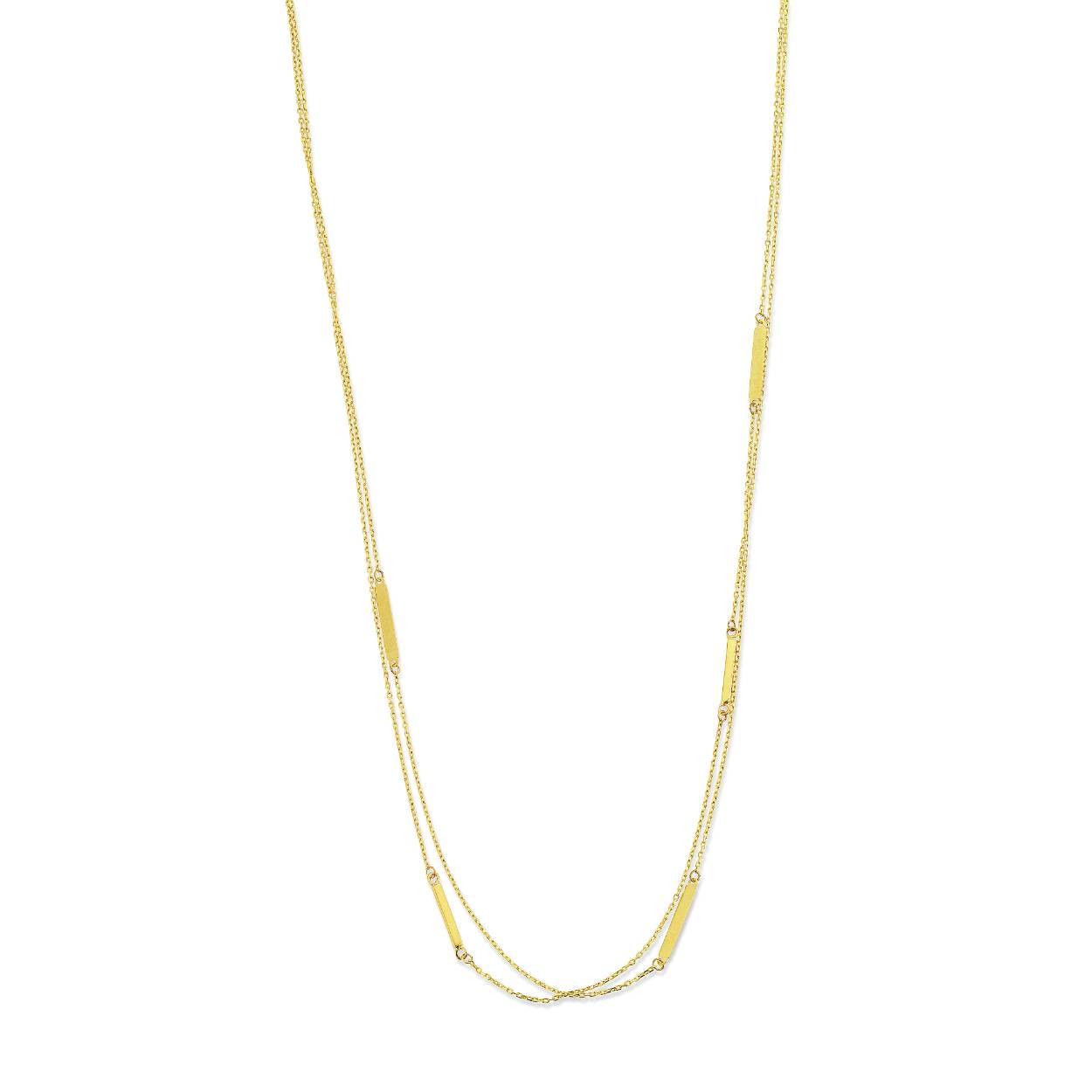 Gouden choker met staafjes 2 rijig