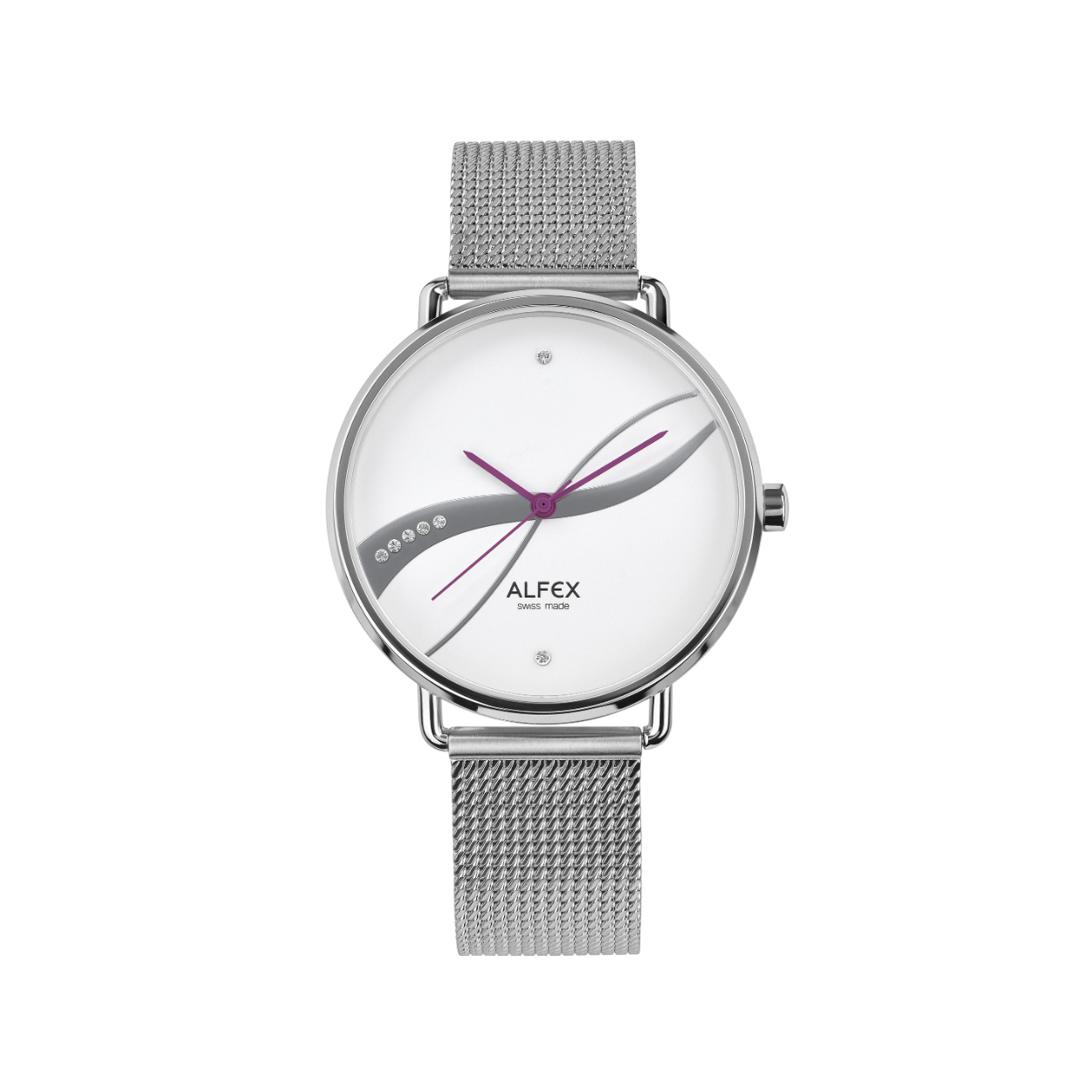 Rond horloge met prachtige wijzerplaat en mesh band
