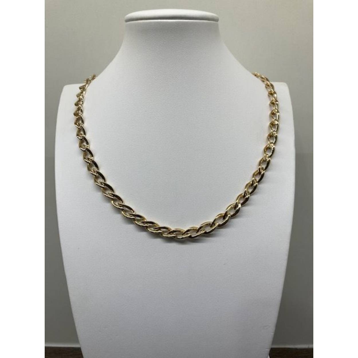 Gouden fantasie schakel collier. 