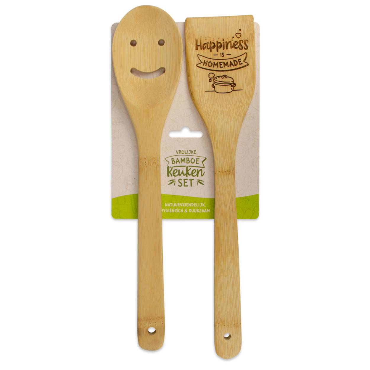Vrolijk Bamboe keukenset. Natuurvriendelijk, Hygiënisch & Duurzaam
