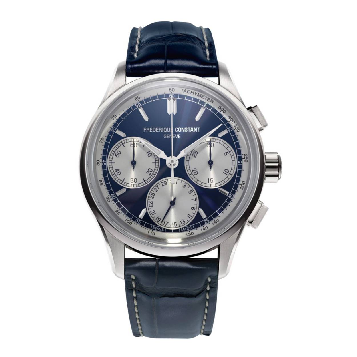 Dit prachtige Frederique Constant horloge komt uit de Flyback collectie. Met zijn blauwe leren alligator band en blauwe wijzerplaat en chronografen is dit horloge een prachtig horloge te dragen bij elke gelegenheid.


De Zwitserse horlogemaker Frédérique Constant streeft een unieke visie na: het produceren van klassieke, elegante horloges van uitzonderlijke waarde die voor iedereen betaalbaar zijn. De uiterst nauwkeurige Frédérique Constant Classic Manufacture Flyback is uitgerust met een automatisch uurwerk (FC-760) en biedt een indrukwekkende gangreserve van 38 uur.

De productie van horloges bij Frédérique Constant vereist buitengewone vakmanschap, hoogwaardige materialen en het gebruik van de nieuwste technieken. De Classic Manufacture Worldtimer, gemaakt van roestvrij staal en voorzien van convex saffierglas, garandeert een waterdichtheid tot 5 ATM.