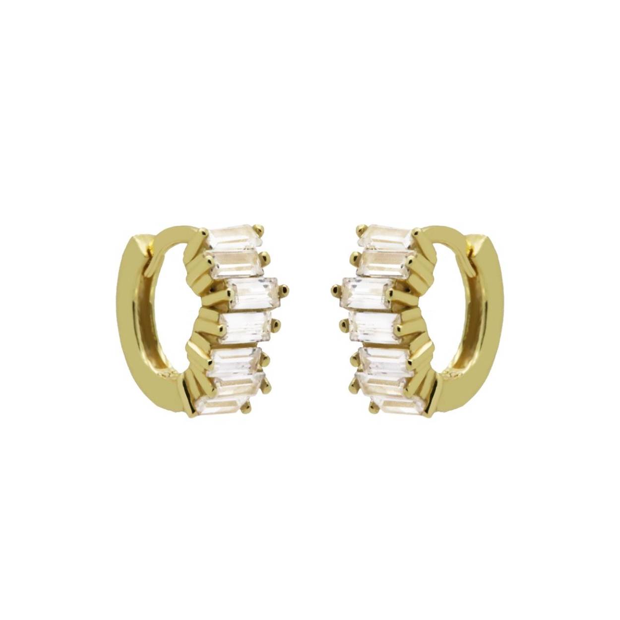 Hinged Hoops Big Baguette 13MM Goldplated
