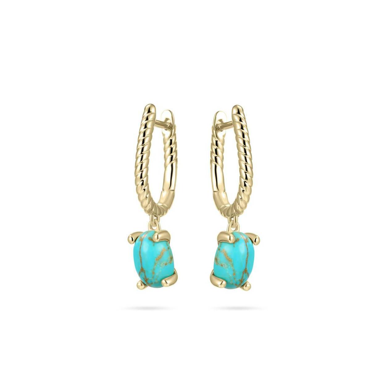 Zilver vergulde oorhangers met turquoise steen.