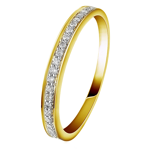 14KT GEEL GOUDEN RING 14 KT MET 0,13 CRT BRILLIANT W/SI