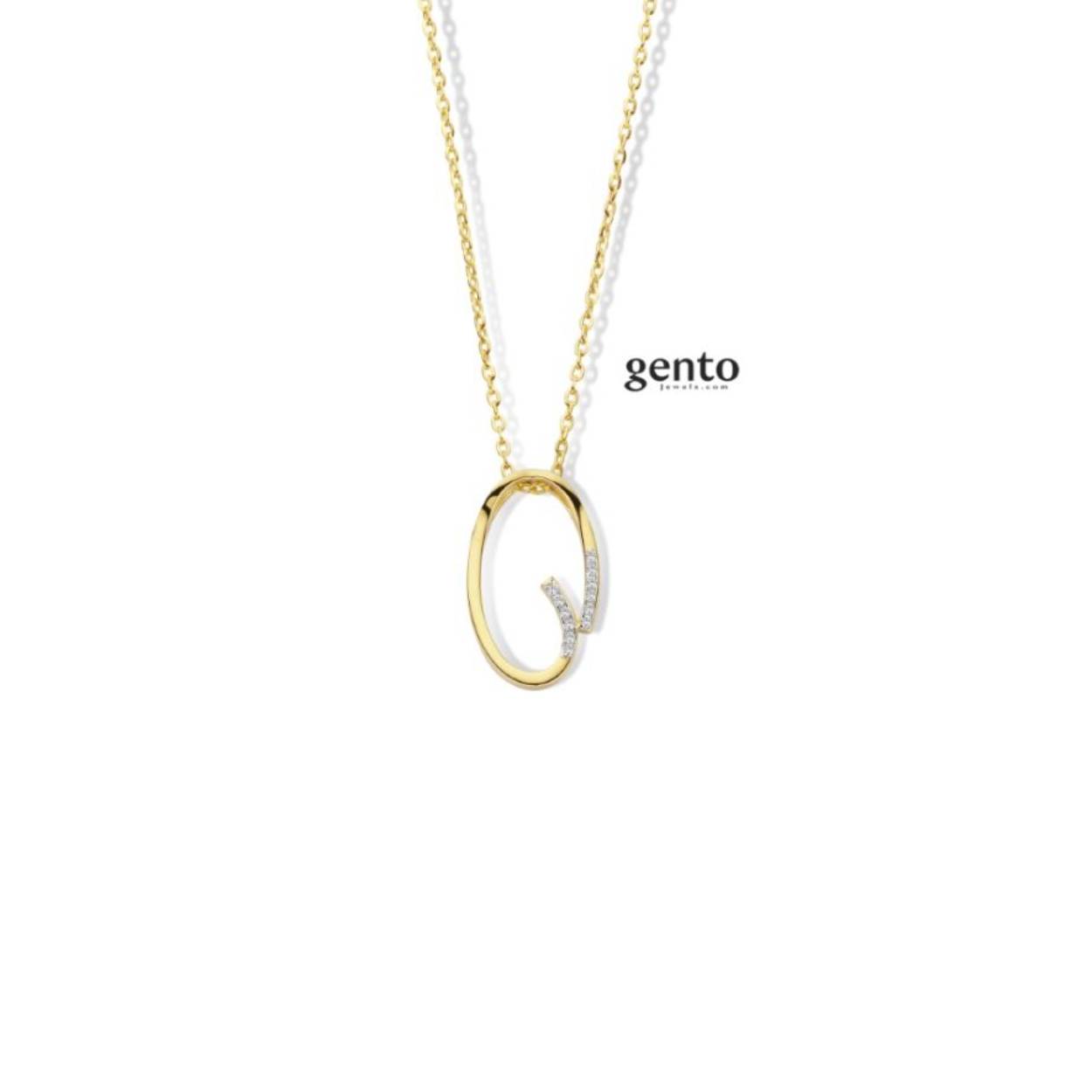 Ketting zilver/gold met zirc gento jewels