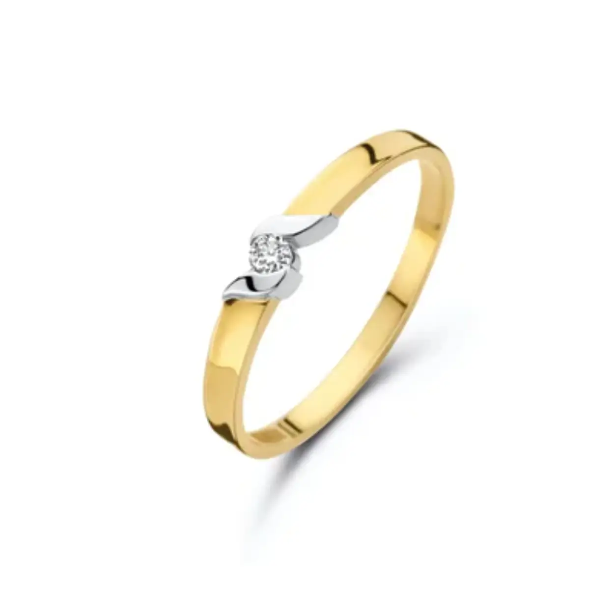 bi color gouden ring diamant maat 18