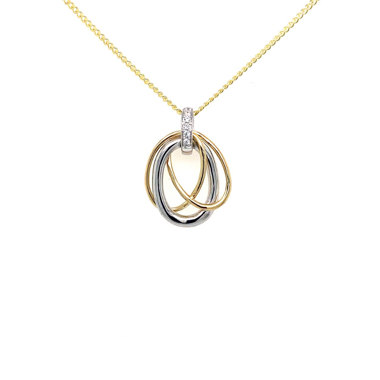 Bicolor gouden hanger met zirkonia.
