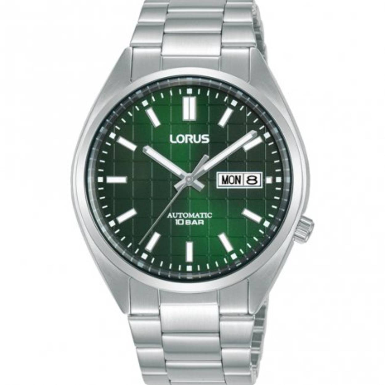 Dit automatisch Lorus horloge heeft een roestvrijstalen kast met een diameter van 41mm en is voorzien van een metalen band. In de kast bevindt zich een kwaliteitsuurwerk en is afgewerkt met mineraalglas.
De kleur van de wijzerplaat is groen.

Het horloge is 10ATM. Dit betekent dat het horloge geschikt is voor zwemmen.