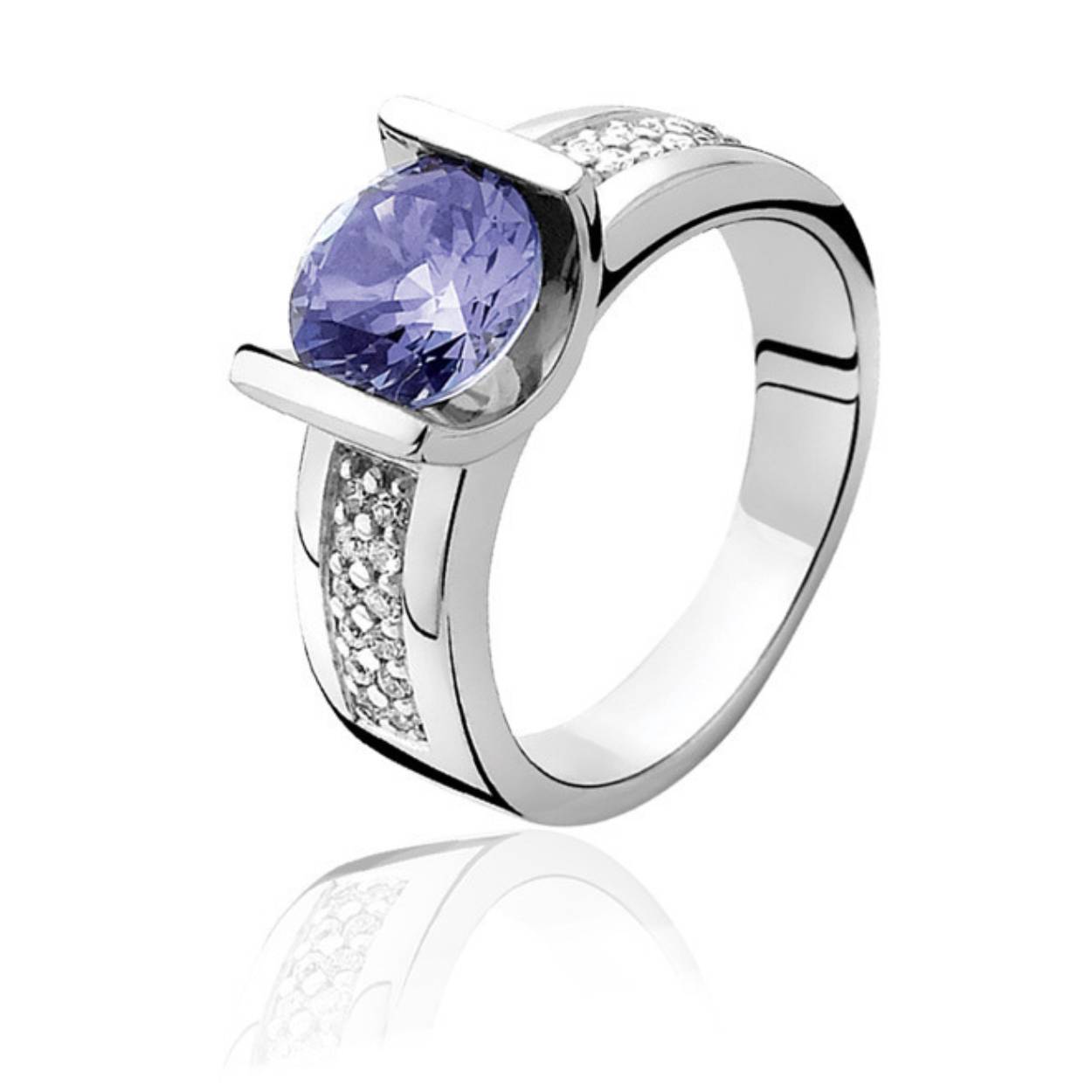 Zinzi zilveren ring paars zirkonia mt.54 ZIR576P