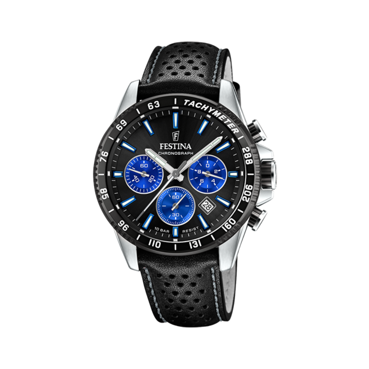 De Festina F20561/6 is een stijlvol en tijdloos horloge dat perfect past bij elke gelegenheid. Met zijn analoge tijdaanduiding en quartz uurwerk ben je altijd bij de tijd. De diameter van 45 mm en hoogte van 10 mm zorgen ervoor dat dit horloge opvalt om je pols.

De ronde zilverkleurige behuizing van roestvrij staal geeft dit horloge een luxe uitstraling. De zwarte wijzerplaat en het mineraalglas maken het geheel compleet. De zwarte lederen band zit comfortabel om je pols en is voorzien van een handige gespsluiting.

Dankzij de datumweergave vergeet je nooit meer welke dag het is. Bovendien is de Festina F20561/6 waterdicht tot 10 bar, wat betekent dat je er gerust mee kunt zwemmen. Dit horloge is dus niet alleen mooi, maar ook nog eens praktisch in gebruik.

Festina is een gerenommeerd merk dat bekend staat om zijn kwalitatieve horloges. Als officieel verkooppunt kunnen wij garanderen dat je een origineel en authentiek horloge in handen krijgt. Met de Festina F20561/6 maak je een goede keuze voor een horloge dat jarenlang meegaat en altijd stijlvol blijft.

Kortom, de Festina F20561/6 is het perfecte horloge voor wie houdt van kwaliteit, stijl en functionaliteit. Bestel hem vandaag nog en geniet binnenkort van dit prachtige horloge om je pols.