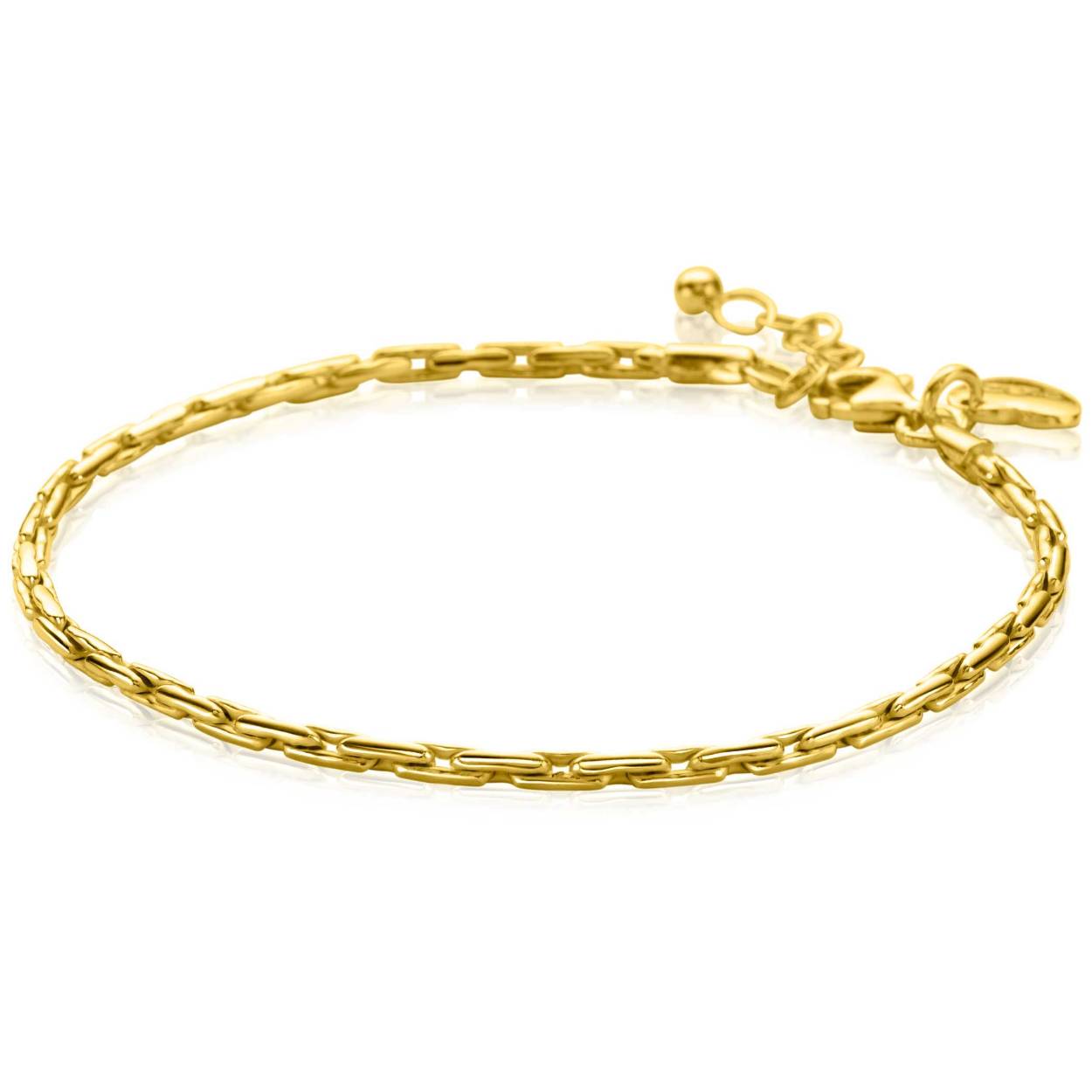 ZINZI gold plated zilveren schakel armband met stoere schakels van 2,3mm breed. De lengte van de armband is te variëren tussen 18cm en 21cm. Vervaardigd van eerste gehalte zilver (925) en extra geel verguld.