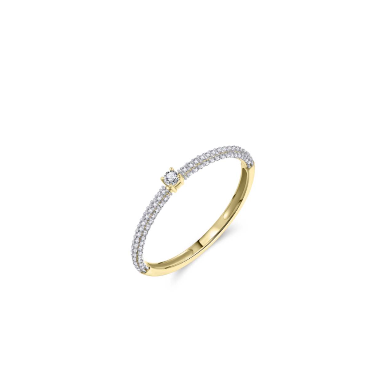 ring 14 karaat goud zirconia's  maat 54