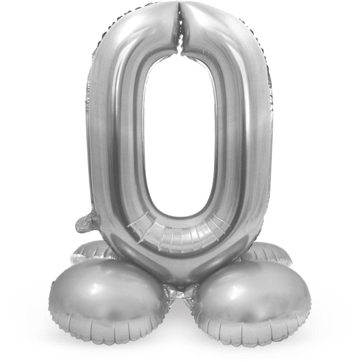 Staande Folieballon Cijfer 0 Zilverkleurig - 72 cm. Inhoud: 1 folieballon. Kleur: Zilverkleurig. Bijvoorbeeld te gebruiken tijdens de volgende feestgelegenheid/feestgelegenheden: Verjaardag, Kinderfeestje en Jubileum. Deze folieballon is 28 inch/72 cm en kan gevuld worden met lucht (geen helium nodig). Het artikel is gemaakt van folie.