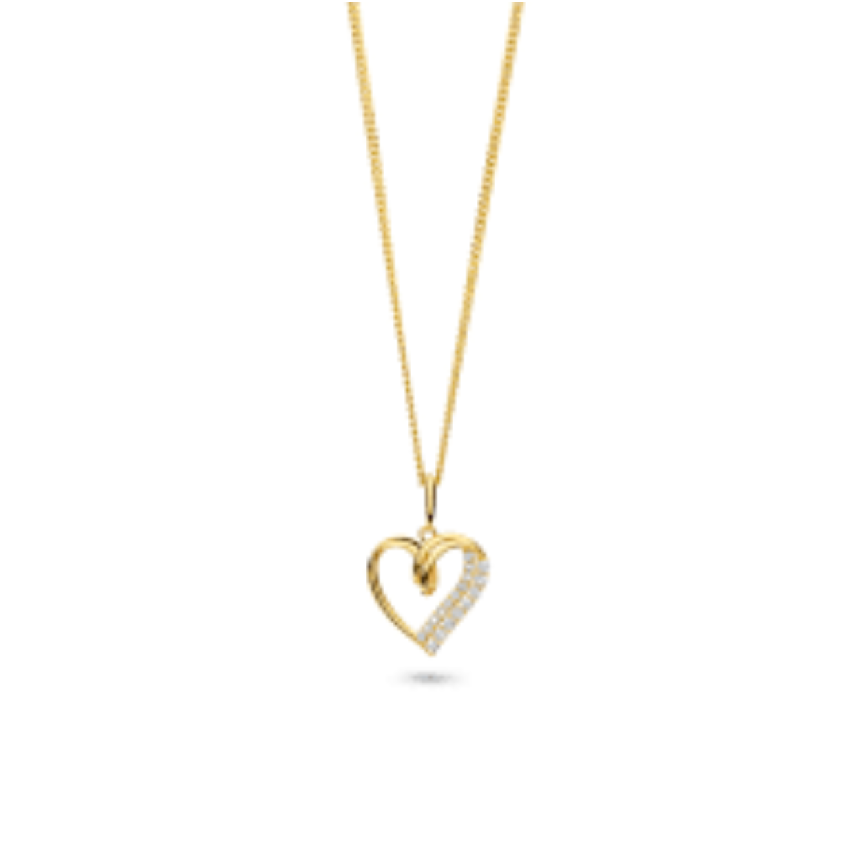 Geelgouden hanger hart met zirkonia zonder collier