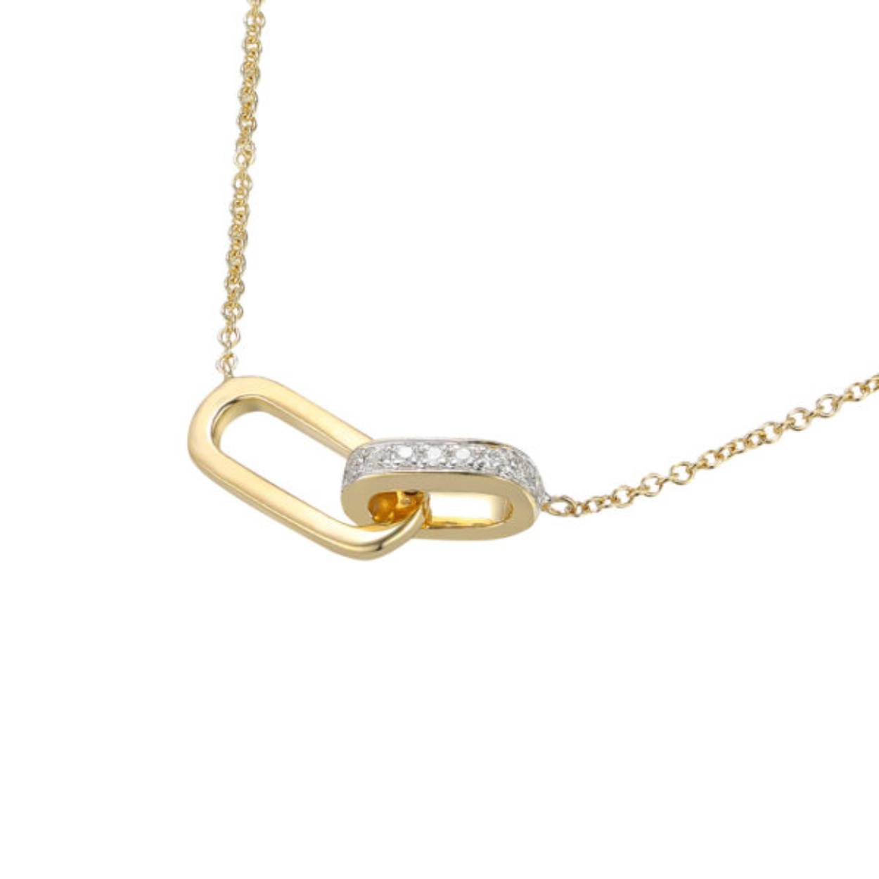 Huiscollectie - Geelgouden verstelbare ketting 42/45cm met hanger bezet met briljant geslepen diamanten - GGE2379 14K